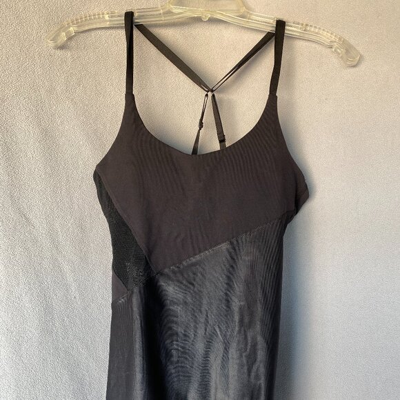 Splits59 Black Strappy Performance Tank Top | Mesh & Faux Leather Detail | S-M - Picture 1 of 7